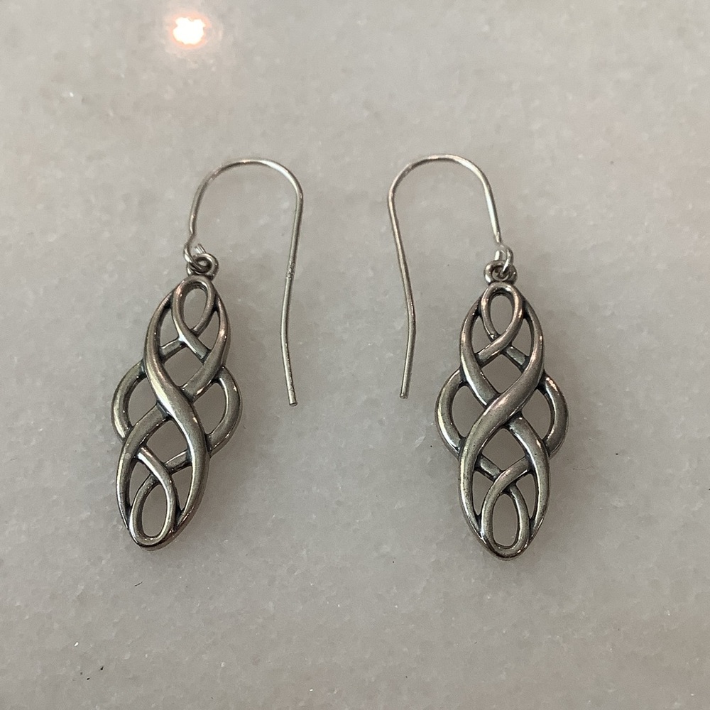 Sterling Silver Celtic Knot Drop Earrings, Brand New